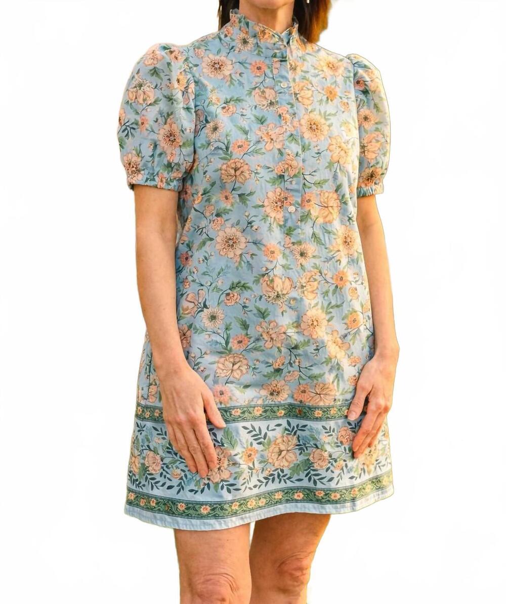 NEW ENTRO willow garden floral mini dress in dusty blue